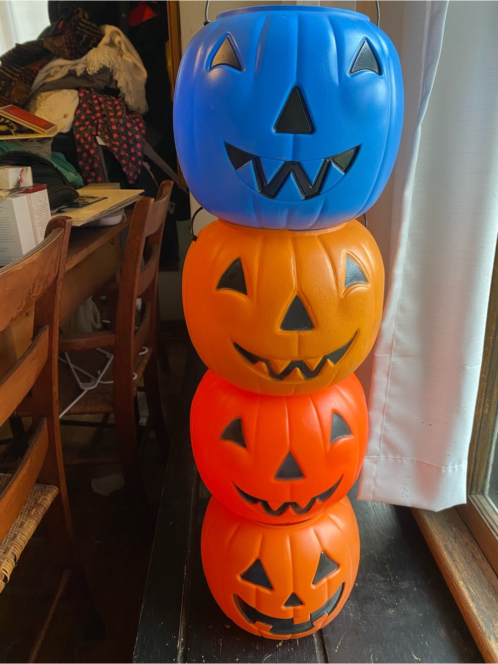 Stacked Halloween Pumpkin Buckets - Blue, Orange